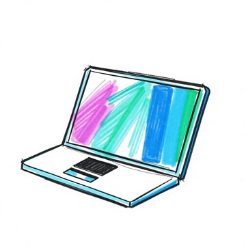 Colorful Hand-Drawn Laptop Illustration