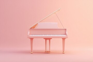 Poster - single grand piano on smooth solid color background showcasing elegant simplicity and minimalistic beauty