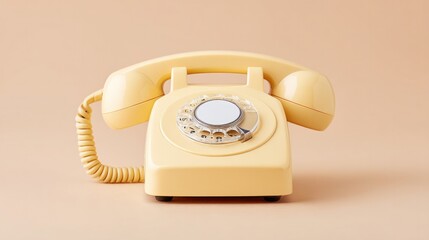 Poster - vintage rotary phone placed against solid neutral background