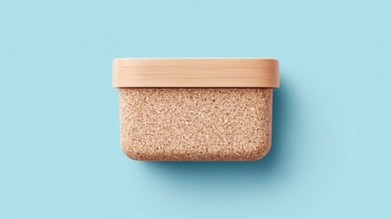Poster - minimalistic top-down view of neatly packed lunch box on clean solid color background