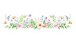 © Olga - Horizontal watercolor wildflower border illustration