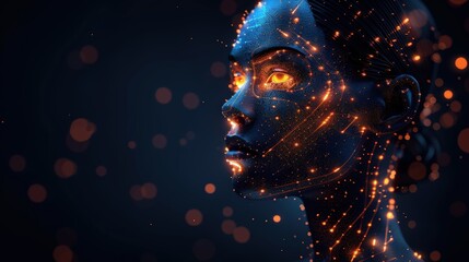 Poster - Futuristic human with glowing circuit patterns, blending beauty and technology