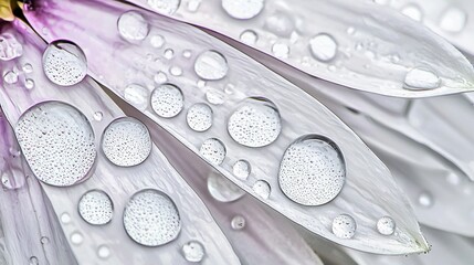 Poster - Water droplets adorning a beautiful flower petal with a soft focus creating an inviting and fresh natural botanical scene