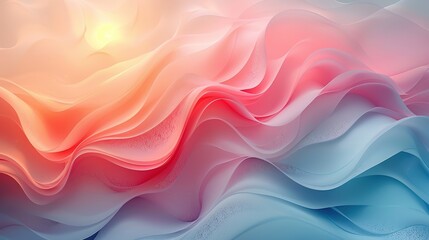 Poster - Harmonious Blend of Pink, Coral, and Blue in Soft Wavy Textured Background