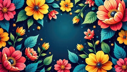 Wall Mural - intricate, flowing floral pattern, continuous design , invitation, card