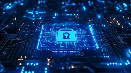 Poster - Cybersecurity action protecting data integrity in digital environments with advanced technology solutions