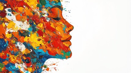 Poster - artistic expression of emotion and human form, a profile of a wo