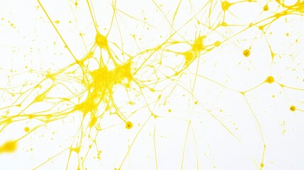 Poster - dynamic yellow neurons in motion abstract art digital rendering modern environment close-up view sci