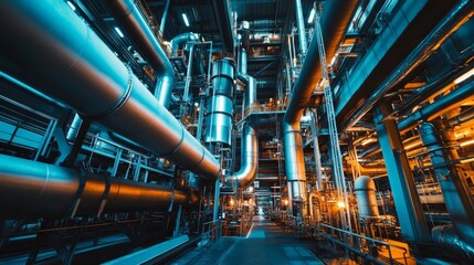 Poster - Industrial machinery operation manufacturing plant high-tech environment dynamic perspective advanced technology insights
