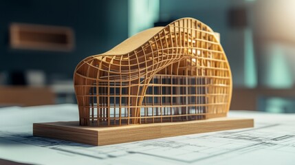 Poster - Architectural model showcase office environment 3d design contemporary space close-up view creative concept