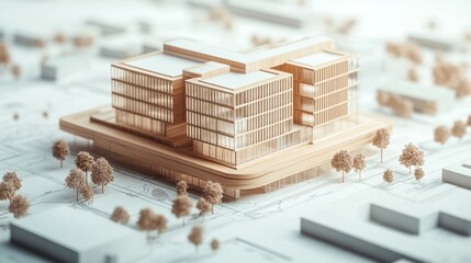 Poster - Architectural model showcase modern urban environment digital rendering minimalist design aerial view innovative concept