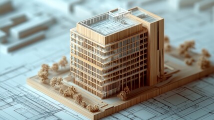 Poster - Architectural model urban development 3d rendering office building detailed view modern design concept