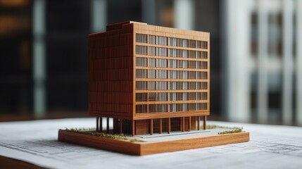 Poster - Architectural model displaying modern office building design urban environment 3d visualization indoor viewpoint