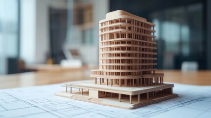 Poster - Architectural model of a modern office building urban workspace 3d render contemporary design interior perspective