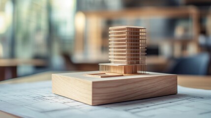 Poster - Architectural model showcase modern office building indoor studio detailed craftsmanship close-up perspective innovative design