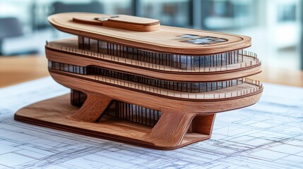 Poster - Innovative architectural model design studio 3d visualization modern workspace close-up creative conceptualization