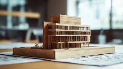 Poster - Architectural model presentation modern workspace design showcase indoor environment close-up view innovative concepts for creativity
