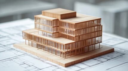 Poster - Architectural model showcase design studio 3d render modern environment close-up viewpoint innovative concepts for building design