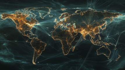 Poster - Global connectivity visualization digital realm infographic representation abstract design aerial view technology concept