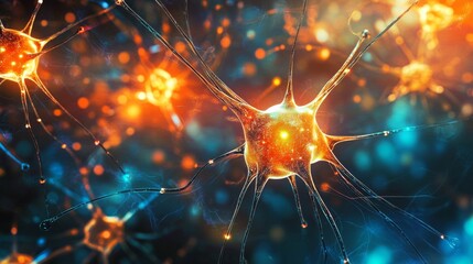 Poster - neural connectivity and activity visualization in a microscopic environment science lab image of neu