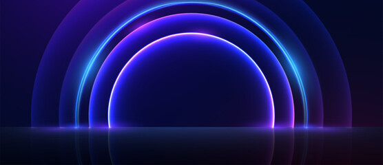 Poster - Glowing arches reflecting presentation abstract background