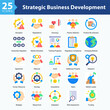 © Syafii5758 - Strategic Business Development is a collection of icons in sheet format representing business growth through innovation, collaboration, risk analysis, and strategic decision-making in modern markets.