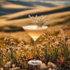 Poster - Among the endless fields there is a white cocktail.