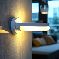 Poster - Modern bedroom wall lamp, minimalist design.