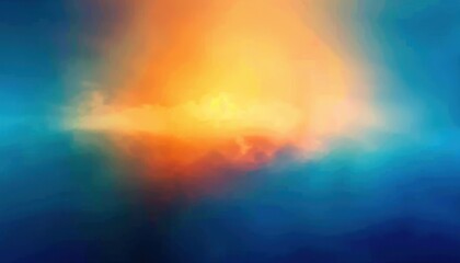 Poster - blurred image with warm orange and yellow light mixing into cool blue shades conveying a serene and 