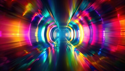 Aufkleber - colorful glowing tunnel with vibrant light streaks creating a futuristic and dynamic atmosphere