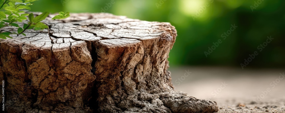 Tree stump showing impact of climate change and deforestation concept ...