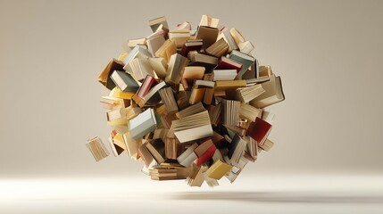 Poster - Floating sphere composed of numerous books.
