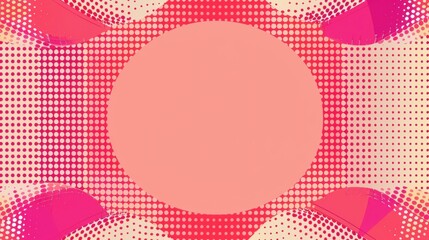 Leinwandbilder - abstract pink and red halftone dots pattern with a large central oval and curved segmented shapes on the corners creating a dynamic and vibrant composition