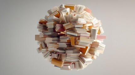 Poster - Abstract sphere composed of numerous books in various colors.