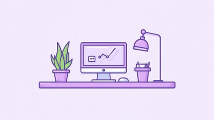 Leinwandbilder - Simple, minimalist illustration of a modern workspace.