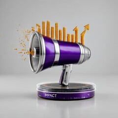 Poster - Amplifying Success: A megaphone broadcasts growth with rising bars and arrows, signifying a powerful message resonating with impact.
