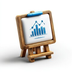 Poster - Data Presentation: Blue Graph on Wooden Easel Depicts Financial Trends and Business Analysis
