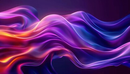 Leinwandbilder - flowing smooth abstract waves of vibrant purple, pink, orange, and blue hues creating a dynamic and ethereal visual emotion of fluid motion and energy