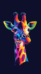 Poster - Vibrant Colorful Giraffe Face: Bold Vector Illustration for T-Shirt Design