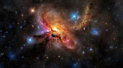 Aufkleber - Galaxy formation action celestial space digital rendering cosmic environment wide viewpoint stellar concept