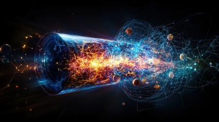 Leinwandbilder - Cosmic explosion of energy and matter universe visualization digital art infinite space abstract concept