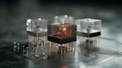 Poster - Intriguing circuit board with a lit candle creating an unique contrast between technology and warm candlelight