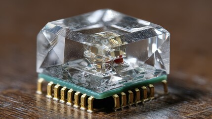 Poster - Radiant diamond elegantly displayed on a smooth table surface enhancing its natural luster and sparkling features