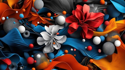 Leinwandbilder - Vibrant floral textures exploring abstract composition in a colorful digital art creative studio environment