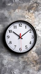 Poster - Analog clock displaying time on concrete wall home decor modern aesthetic close-up realistic design