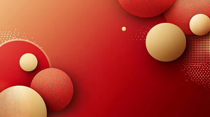 Poster - elegant red and gold abstract background with geometric spheres and gradient backdrop for graphic de