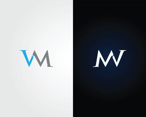 Poster - Geometric Letter MV or VM Logo Icon Design Minimal Vector Template.