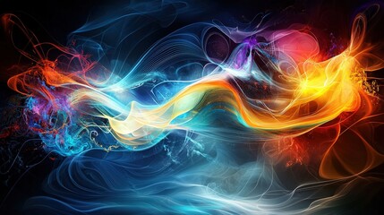 Fototapete - Dynamic freeform music visualization abstract studio digital art colorful waves artistic perspective music concept
