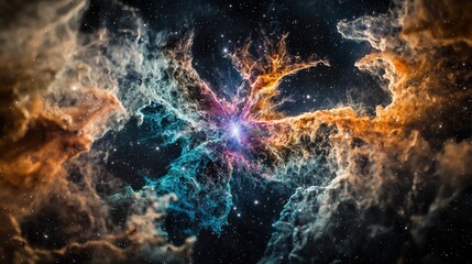 Leinwandbilder - Stellar birth in cosmic nebula deep space astrophotography celestial environment close-up view galactic formation
