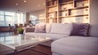 © zhongyou - Modern living room with simple furniture, bathed in natural light. Minimalist elegance in a serene home space.